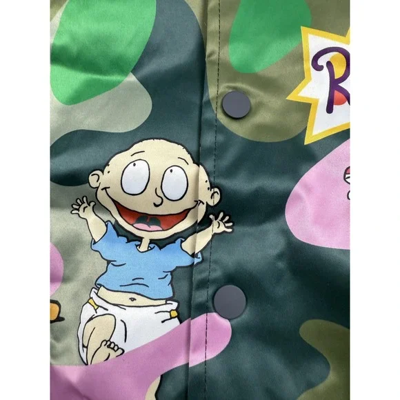 Nickelodeon Rugrats Jacket‎ Mens Large Camo Cartoon Bomber Quilted 90s Style New
